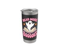 Leggi di più Boooks Halloween Book Lover Ghost Reading Boos Bicchiere termico in acciaio inox doppia parete