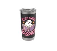 Leggi di più Libri Halloween Ghost Cute Bookish Reading Bicchiere termico in acciaio inox doppia parete