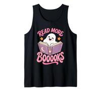Leggi di più Libri Halloween Ghost Cute Bookish Reading Canotta