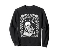Leggi in Pace Skeleton Book Reader Halloween Bookworm Felpa