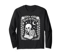 Leggi in Pace Skeleton Book Reader Halloween Bookworm Maglia a Manica