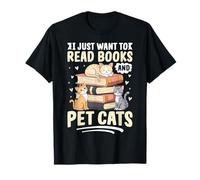 Leggi Libri e Gatti Divertenti Amanti dei Gatti Donne Ragazze Bambini Maglietta