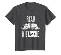 Leggi Nietzsche Philosopher Baffi Camicia - Regalo filosofico Maglietta, Bambini, Grigio Scuro, 12 Anni