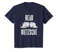 Leggi Nietzsche Philosopher Baffi Camicia - Regalo filosofico Maglietta, Bambini, Navy, 8 Anni