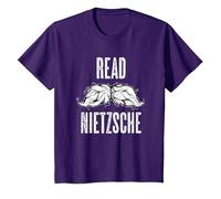 Leggi Nietzsche Philosopher Baffi Camicia - Regalo filosofico Maglietta, Bambini, Viola, 12 Anni