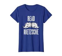 Leggi Nietzsche Philosopher Baffi Camicia - Regalo filosofico Maglietta, Donna, Blu Reale, S