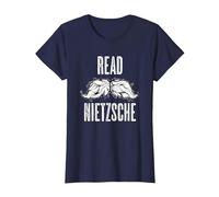 Leggi Nietzsche Philosopher Baffi Camicia - Regalo filosofico Maglietta, Donna, Navy, XL