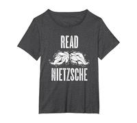 Leggi Nietzsche Philosopher Baffi Camicia - Regalo filosofico Maglietta, Donna Plus-Size, Grigio Scuro, 4X