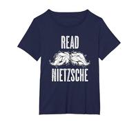 Leggi Nietzsche Philosopher Baffi Camicia - Regalo filosofico Maglietta, Donna Plus-Size, Navy, 1X