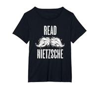 Leggi Nietzsche Philosopher Baffi Camicia - Regalo filosofico Maglietta, Donna Plus-Size, Nero, 1X