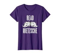 Leggi Nietzsche Philosopher Baffi Camicia - Regalo filosofico Maglietta, Donna, Viola, XS