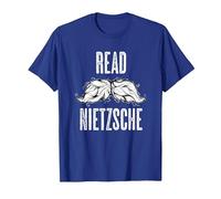 Leggi Nietzsche Philosopher Baffi Camicia - Regalo filosofico Maglietta, Uomo, Blu Reale, 3XL