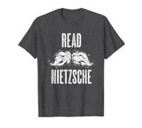 Leggi Nietzsche Philosopher Baffi Camicia - Regalo filosofico Maglietta, Uomo, Grigio Scuro, L