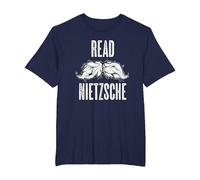 Leggi Nietzsche Philosopher Baffi Camicia - Regalo filosofico Maglietta, Uomo Taglie Grandi, Navy, 4X Tall