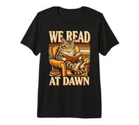 Leggiamo All'alba Book Lover Cat Reading Maglietta Premium