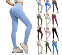 Leggings 3D da donna, anti cellulite, a compressione, a vita alta, con controllo della pancia, opachi, modellanti, per il fitness, elasticizzati, comodi per lo sport e la vita quotidiana, Azzurro