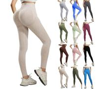 Leggings 3D da donna, anti cellulite, a compressione, a vita alta, con controllo della pancia, opachi, per il fitness, elasticizzati, comodi per lo sport e la vita quotidiana, Beige-5, XL