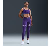 Leggings a 7/8 a vita media con grafica e inserto in mesh Nike Pro - Donna - Viola XS (IT 36-38)