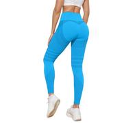 Leggings a compressione 3D anti-cellulite, da donna, a vita alta, push up, senza cuciture, opachi, con controllo della pancia, per yoga, anticellulite, 05 blu., M