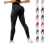 Leggings a compressione 3D, anti-cellulite, leggings a compressione, da donna, a vita alta, push up, sportivi, leggings a 3/4, 01 nero, XL
