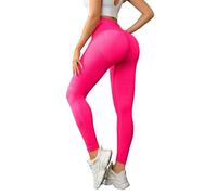 Leggings a compressione 3D, leggings anticellulite da donna, per sollevamento del sedere e modellare la pancia, ridefiniscono la silhouette, Fucsia, XXL