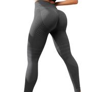 Leggings a compressione 3D, leggings anticellulite da donna, per sollevamento del sedere e modellare la pancia, ridefiniscono la silhouette, Grigio scuro, L