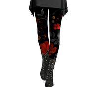 Leggings a compressione da donna elasticizzati a vita alta con stampa floreale pantaloni skinny invernali termici caldi per il controllo della pancia leggings morbidi burrosi, C, XL