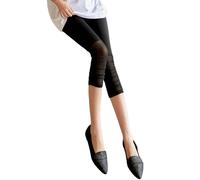 Leggings a tre quarti con rete KI-25013 - Nera / XL
