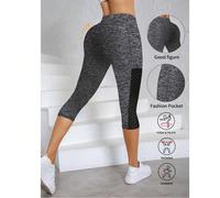 Leggings a vita alta per yoga con effetto sollevamento del lato B, per donne - traspiranti, elastici, con tasche, in una morbida miscela di poliestere non trasparente, ideali per tutte le stagioni L,M