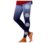 Leggings a Vita Alta Stampati Fiocchi per Donne Pantaloni In Pile Caldo E Morbido, Pantaloni da Yoga Festivo, in Tessuto Stretch Spesso, Collant Termico a Motivo Sportivo Pantaloni Traspirante, blu