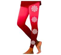 Leggings a Vita Alta Stampati Fiocchi per Donne Pantaloni In Pile Caldo E Morbido, Pantaloni da Yoga Festivo, in Tessuto Stretch Spesso, Collant Termico a Motivo Sportivo Pantaloni Traspirante, rosso