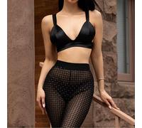 Leggings attillati e trasparenti in maglia floccata con stampa a ragno, adatti per feste rave L,M,S,XSColore unico,stampa dappertuttoTessuto in maglia