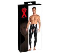 Leggings attillati in lattice LATE X con foro per pene e testicoli, neri L