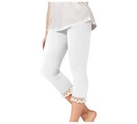 Leggings bambina con bordo in pizzo elasticizzato vita alta yoga corto carino da uomo leggero collant da danza 2-13 neonata leggings 74, bianco, 6-7 Jahre