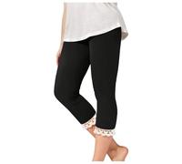 Leggings bambina con bordo in pizzo elasticizzato vita alta yoga corto carino da uomo leggero collant da danza 2-13 neonata leggings 74, Nero , 6-7 Jahre