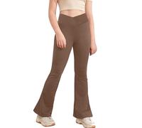 Leggings Bambina Ragazze Bambino Pantaloni per Bambini Basic Tinta Unita Flared da Yoga Sportivi a 3/4 in Cotone Elastici Comodi Danza e Ginnastica