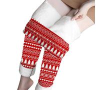 Leggings caldi da donna invernali: leggings invernali da donna foderati in pile, pantaloni termici elasticizzati in vita invernale, morbidi e resistenti, Rosso 14., S