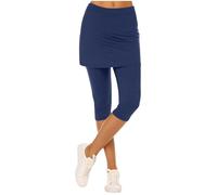 Leggings Capri con gonna Gonne da tennis con leggings per le donne pantaloni elasticizzati in vita pantaloni da golf 3/4 pantaloni da yoga stretti pantaloncini da corsa da donna allenamento Activewear