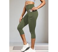 Leggings Capri morbidi con tasche, a vita alta, controllo della pancia, non vedono attraverso, per allenamento, yoga, leggings Capri da donna
