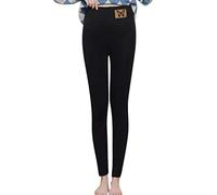 Leggings casual da donna in tinta unita elastici termici a vita alta per un comodo stile casual, libertà di movimento ottimale, Nero , M