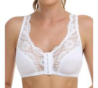 Leggings Corti Cotone Set Reggiseno in Pizzo Senza Ferretto da Donna Cuffia in Spugna Chiusura Frontale per Anziani Grande Dimensione Coperta Completa Senza Set Letto Materasso, bianco, XX-Large