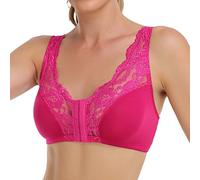 Leggings Corti Cotone Set Reggiseno in Pizzo Senza Ferretto da Donna Cuffia in Spugna Chiusura Frontale per Anziani Grande Dimensione Coperta Completa Senza Set Letto Materasso, rosa acceso, XXL