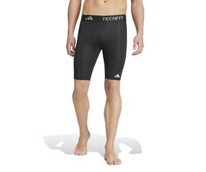 Leggings corti da allenamento, TECHFIT Compression Nero S Tinta unita