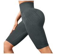 Leggings corti da ciclismo da donna, pantaloncini da yoga, leggings corti da donna, 3D, anticellulite, push up, corsa, fitness, ciclismo, ciclismo, leggings, Grigio scuro, XL