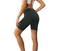 Leggings corti da donna, estivi, elastici, taglie forti, in tinta unita, traspiranti, ad asciugatura rapida, per attività all'aperto, vestibilità stretta, per yoga, a vita alta, per sport, Nero , L