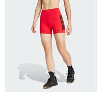 adidas Performance - Optime - Leggings corti color rubino puro con 3 strisce-Rosso 2XS 3in