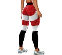 Leggings da allenamento natalizi da donna, pantaloni da yoga a compressione a vita alta, collant natalizi da donna, morbidi e sottili, decorazioni natalizie da palestra, a vita alta, da donna, Rosso