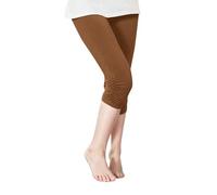 Leggings da bambina casual scuola yoga danza pantaloni trendy increspati atletici corti leggings ragazza pantaloni neri 146, marrone, 3-4 Jahre