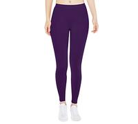 Leggings da donna a vita alta, in cotone, pantaloni da yoga da donna, tinta unita, senza cuciture, a vita alta, controllo della pancia, pantaloni leggeri a lunghezza intera, Viola, M
