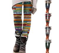 Leggings da donna colorati a fantasia, caldi, termici, da donna, invernali, foderati, lunghezza gamba più lunga, leggings fair isle, collant norvegesi, leggings skinny, pantaloni per il tempo libero